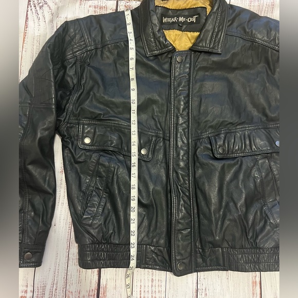 Wear Me Out black Leather Bomber Jacket 🚨VINTAGE🚨 large - Picture 7 of 7